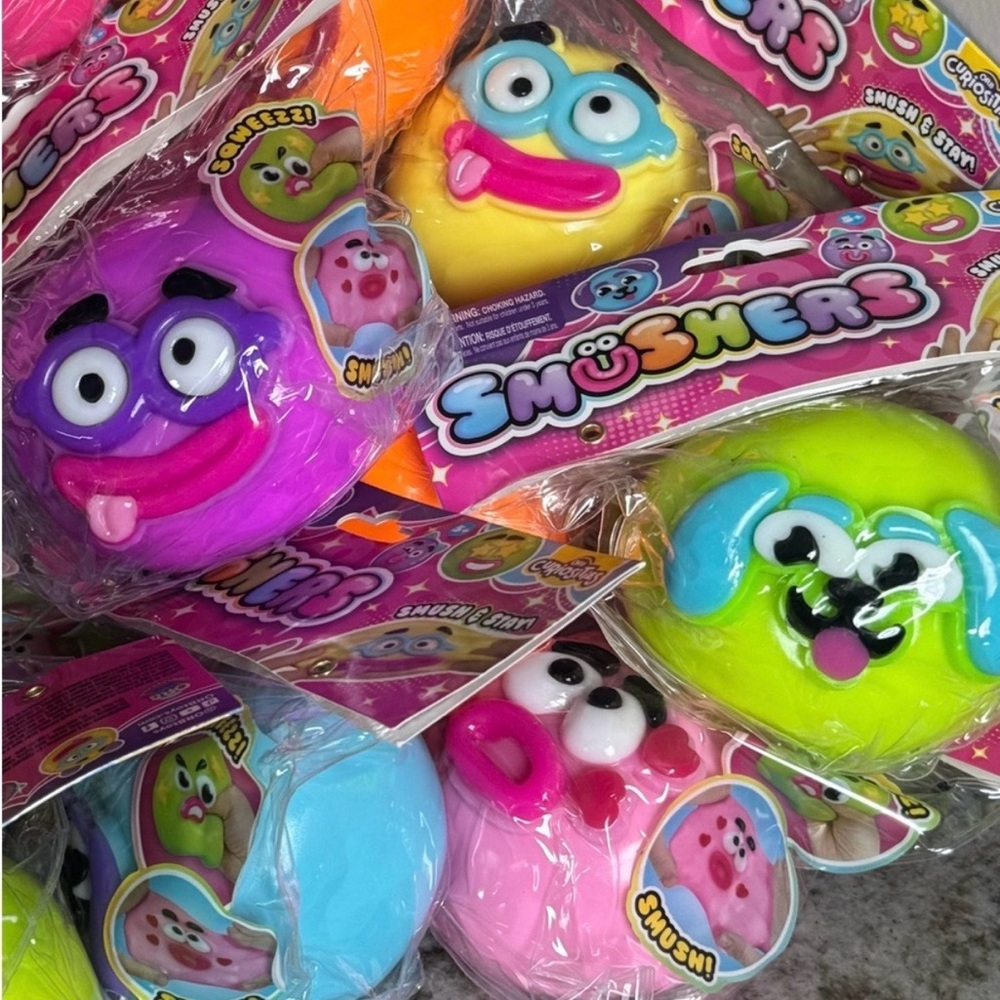 Usher Colorful Squishy Smusher Plush Toys - Pink Purple Yellow Green Blue